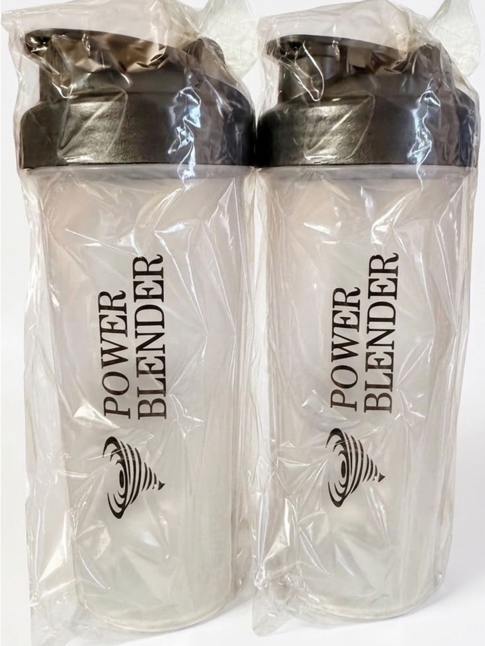 Twin Pack Shaker Bottle - Black Lid, Clear Bottle